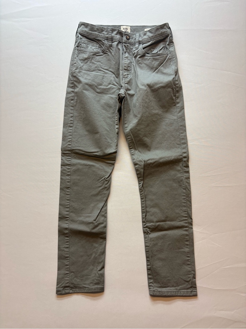 Flint and Tinder Men’s Size 28x30 5-Pocket Tapered Fit Stretch Pants Charcoal